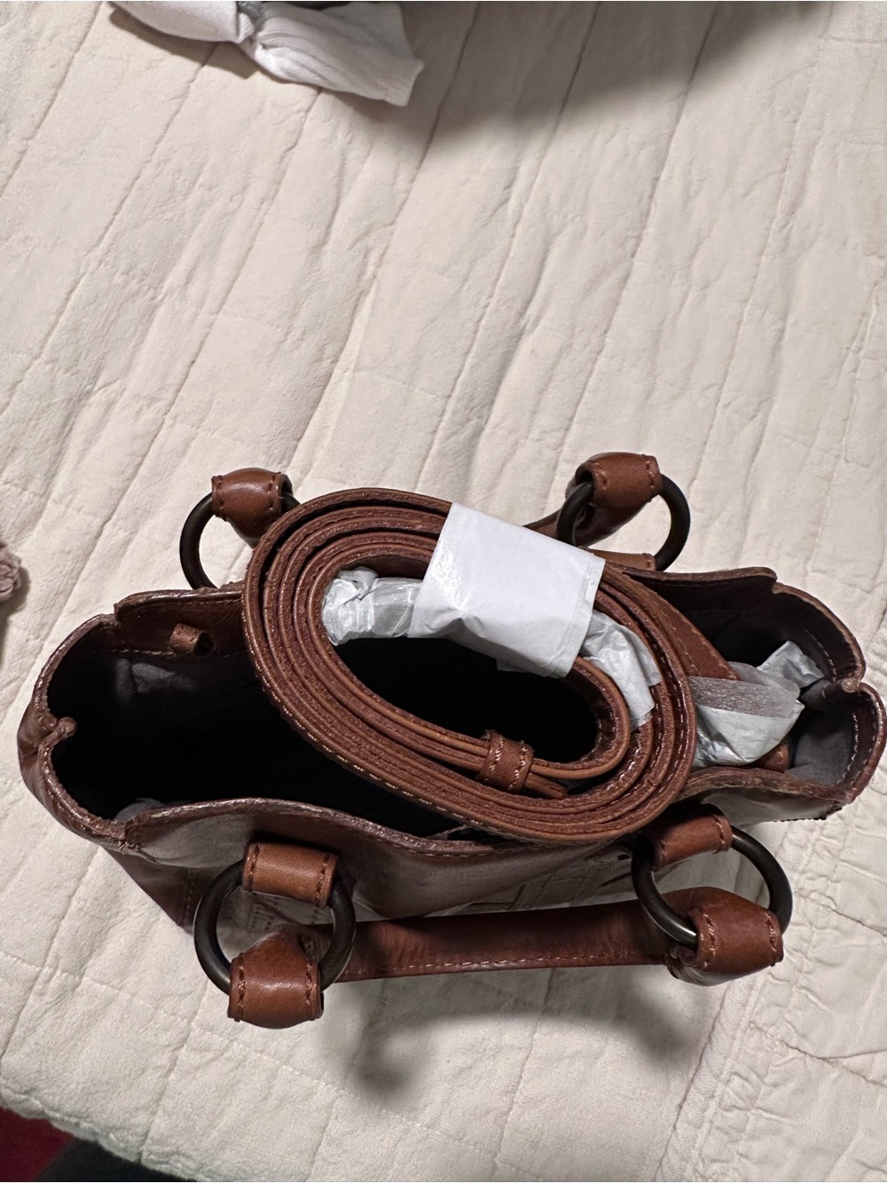 Frye Brown Leather Crossbody Bag with Top Handles - Picture 3 of 7